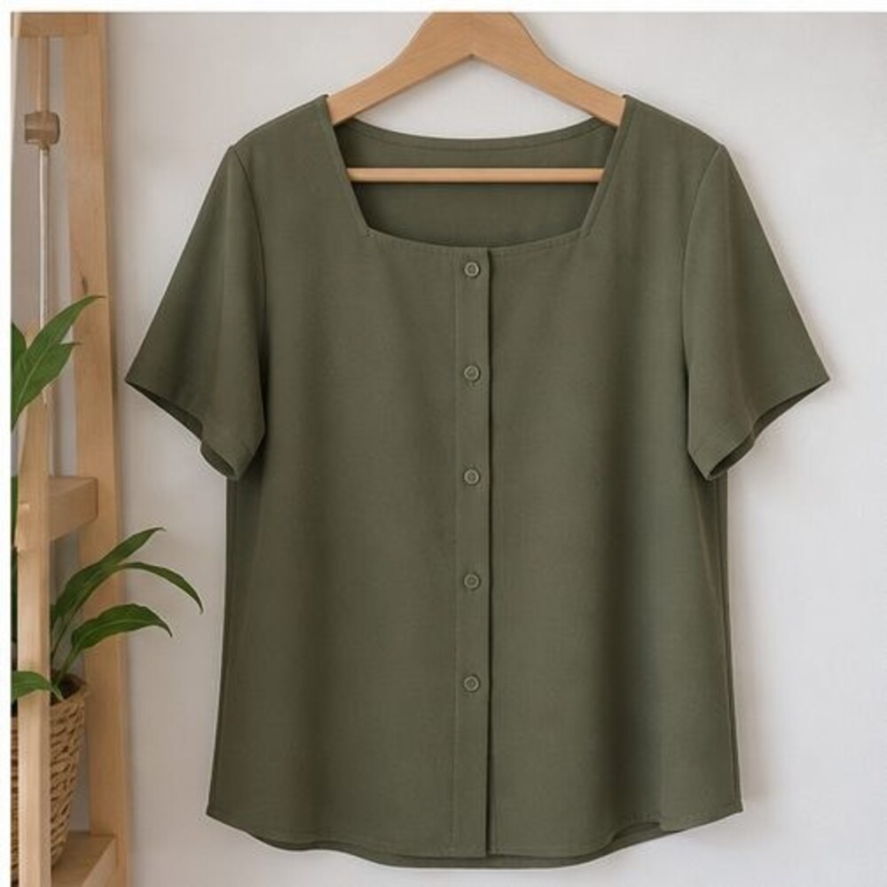 Olive Tie Neck Blouse